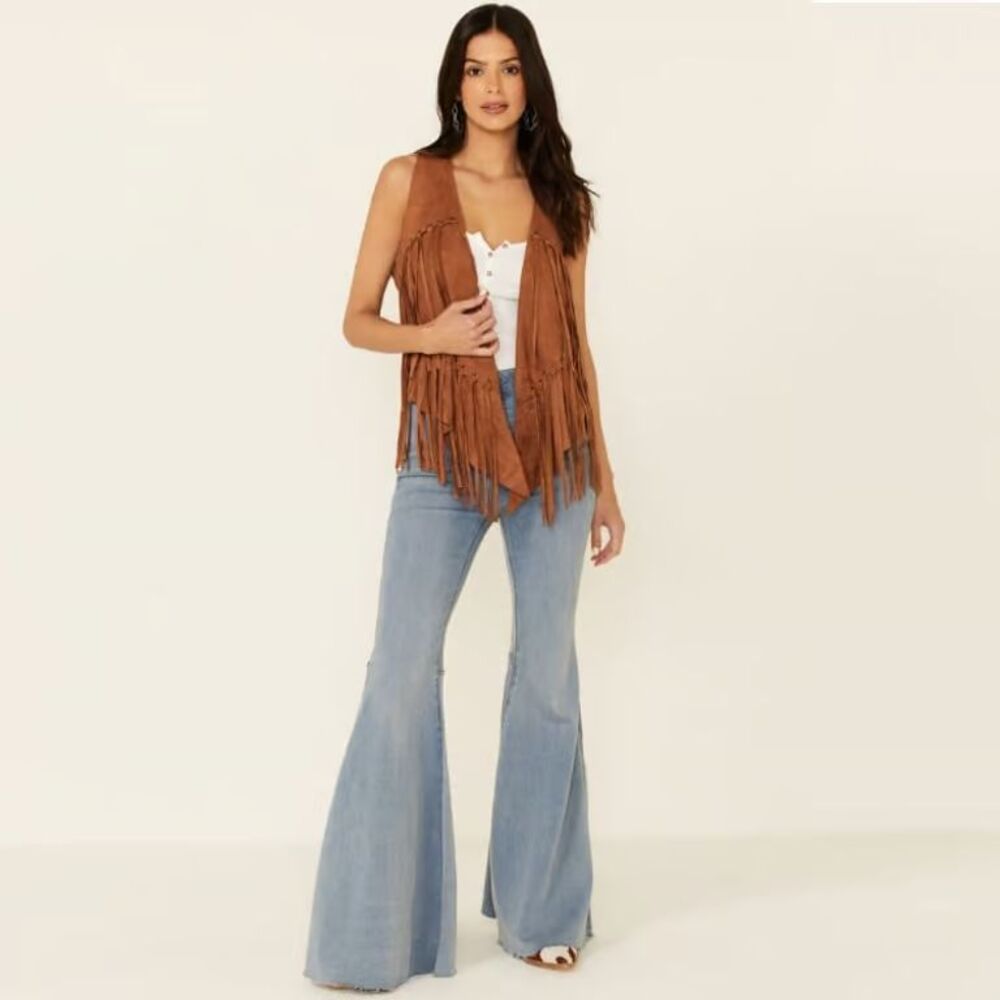 NWT-Boot Barn VOCAL Eyelet Fringe Camel Women's Vest Faux Suede XL NEW!!! $49.99 - Picture 5 of 12